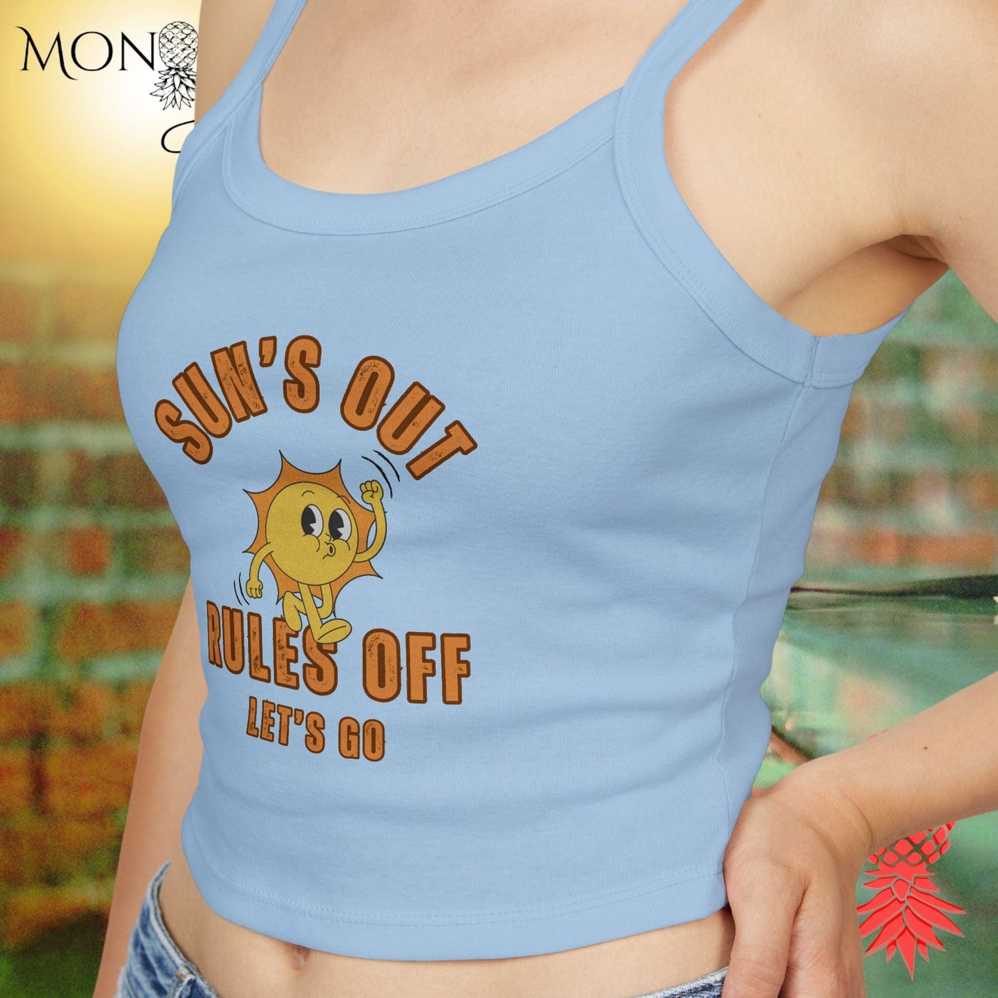 Sun's Out Rules Off Ladies Crop Tank