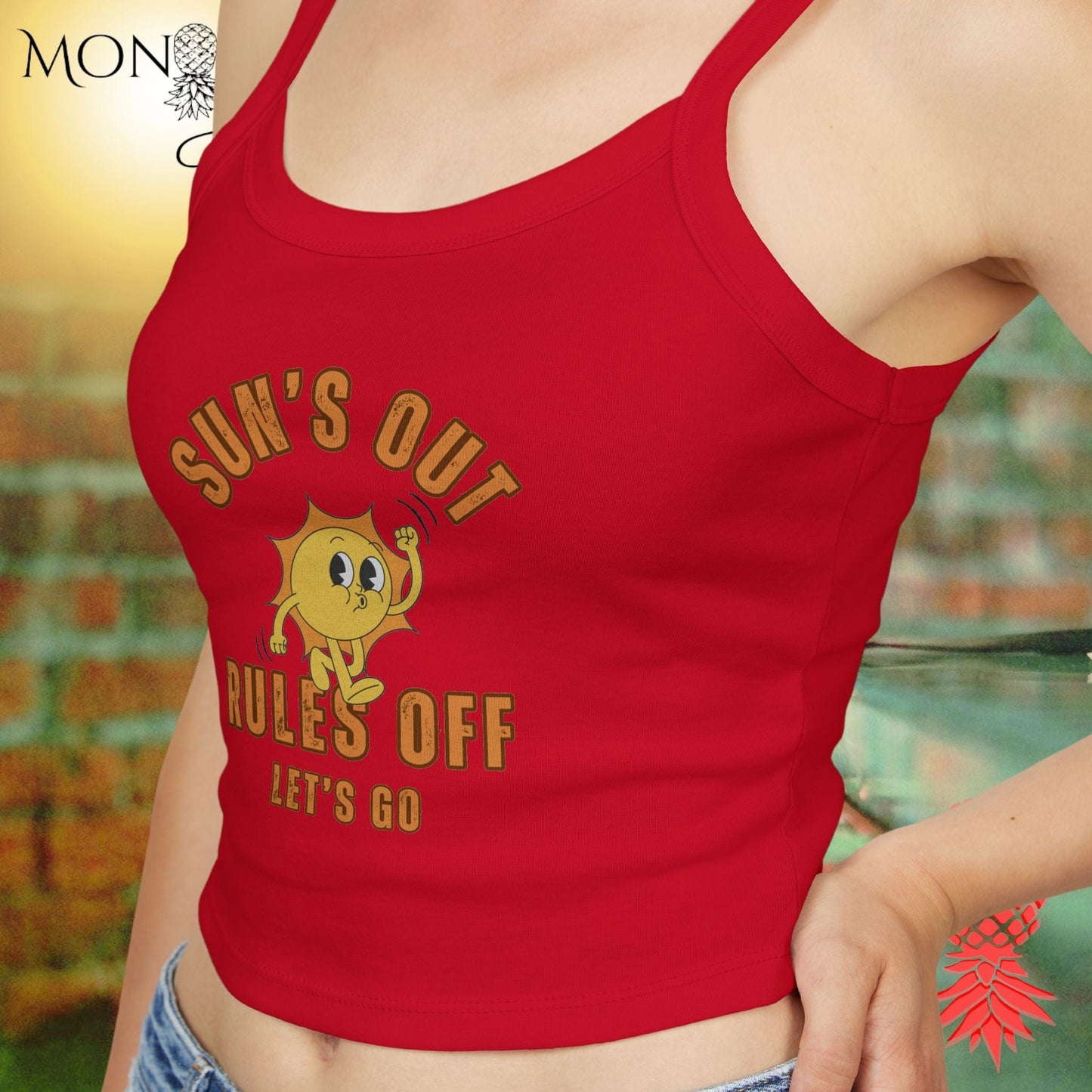 Sun's Out Rules Off Ladies Crop Tank