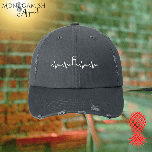 Heartbeat Hard On Distressed Hat