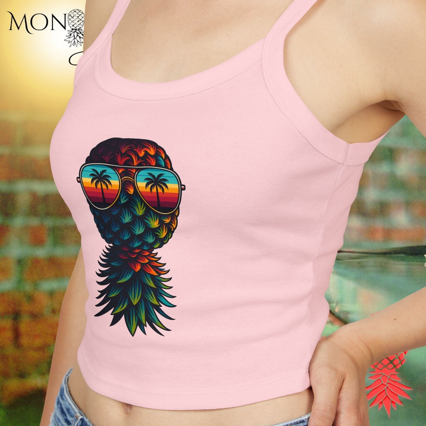 Tropicool Pineapple Ladies Crop Tank