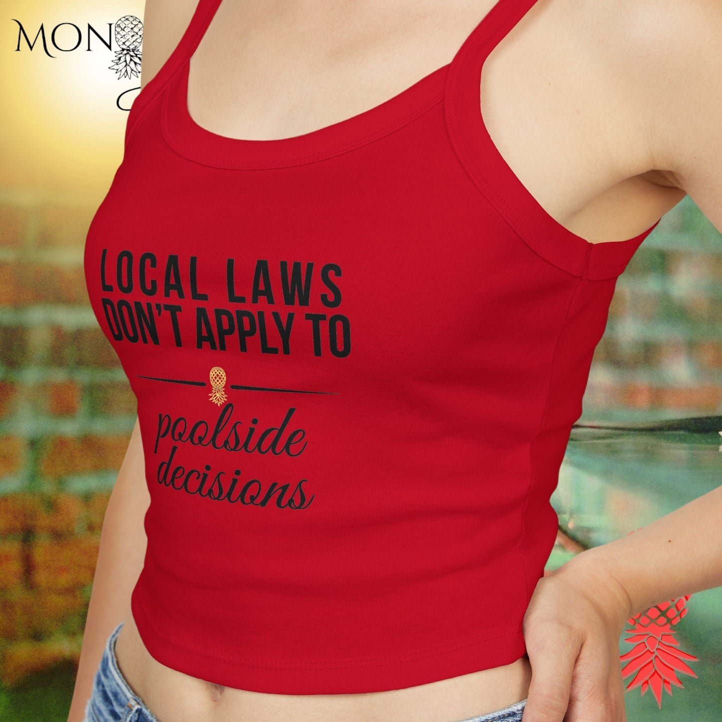 Local Laws vs Poolside Decisions Ladies Crop Tank