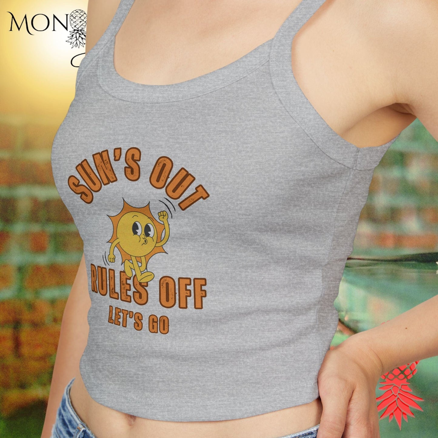 Sun's Out Rules Off Ladies Crop Tank