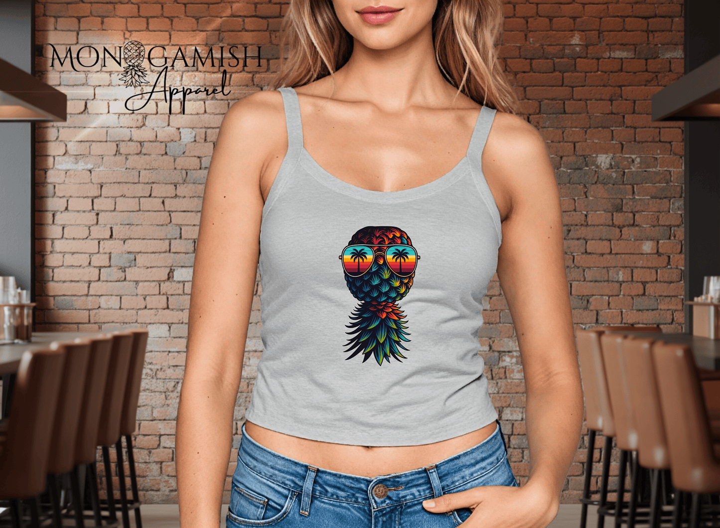 Tropicool Pineapple Ladies Crop Tank