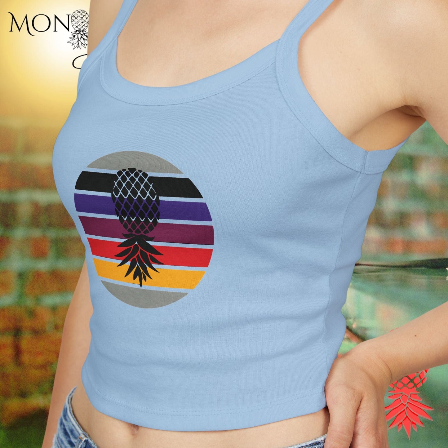 Retro Pineapple Vibes Ladies Crop Tank