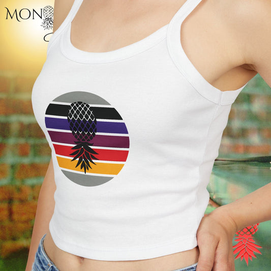 Retro Pineapple Vibes Ladies Crop Tank