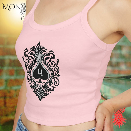 Queen of Spades Ladies Crop Tank