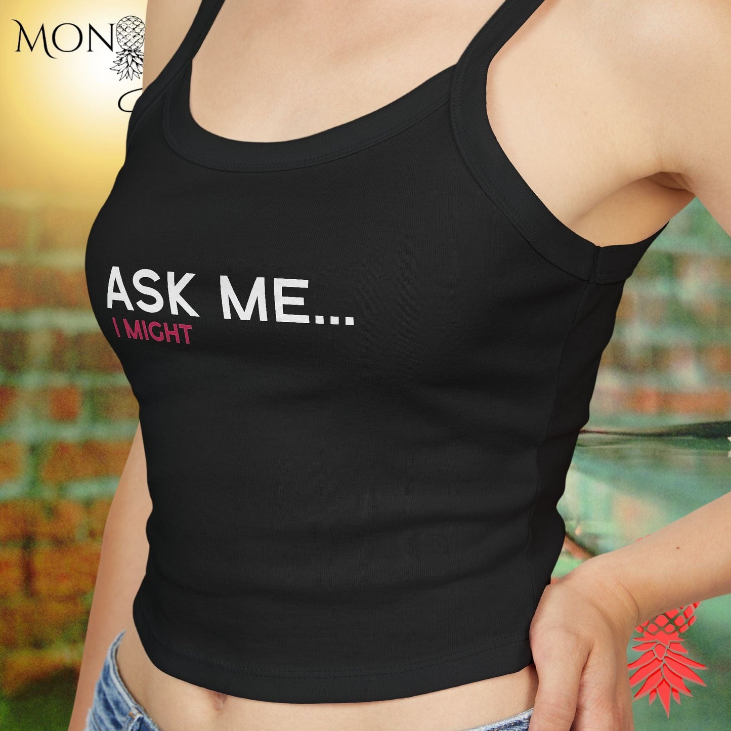 Just Ask Me Ladies Crop Tank