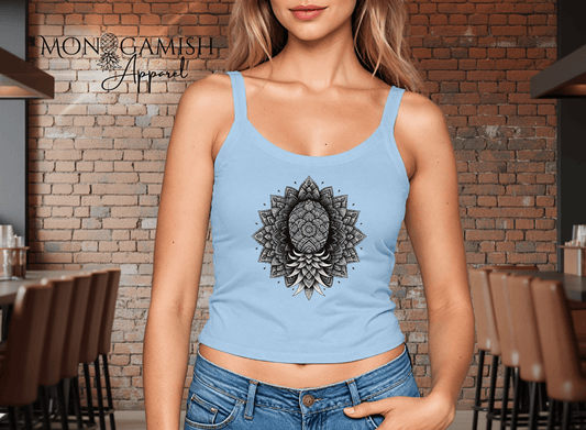 Pineapple Mandala Ladies Crop Tank