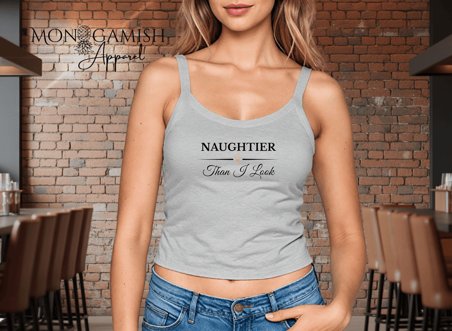 Naughtier Than I Look Ladies Crop Tank