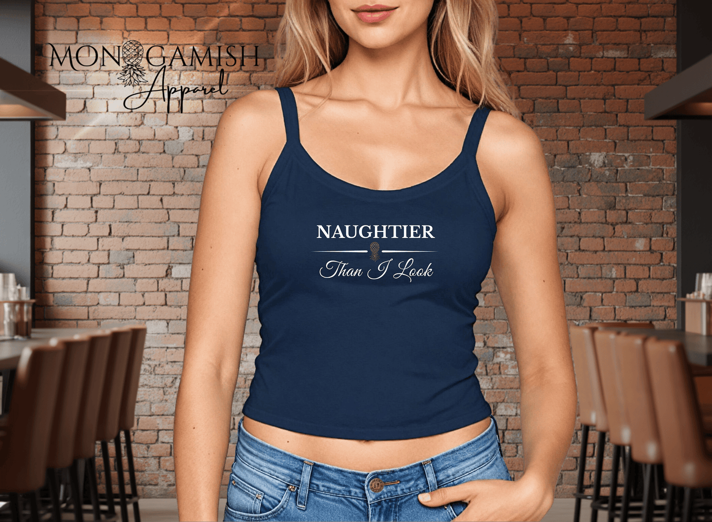 Naughtier Than I Look Ladies Crop Tank