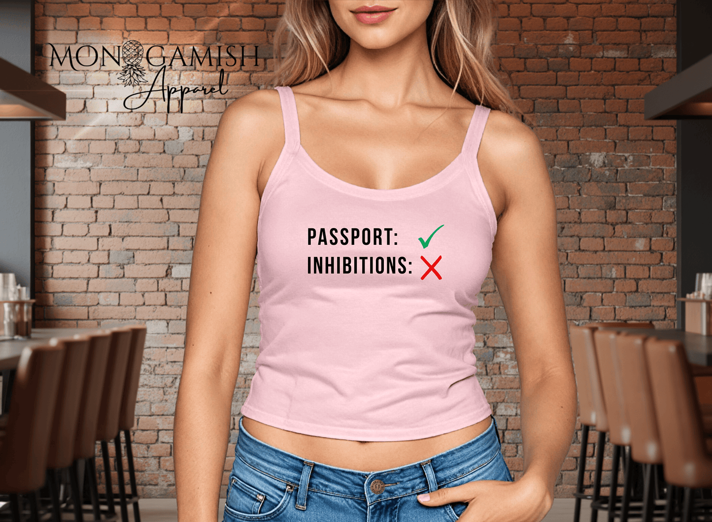 Passport and No Inhibitions Ladies Crop Tank