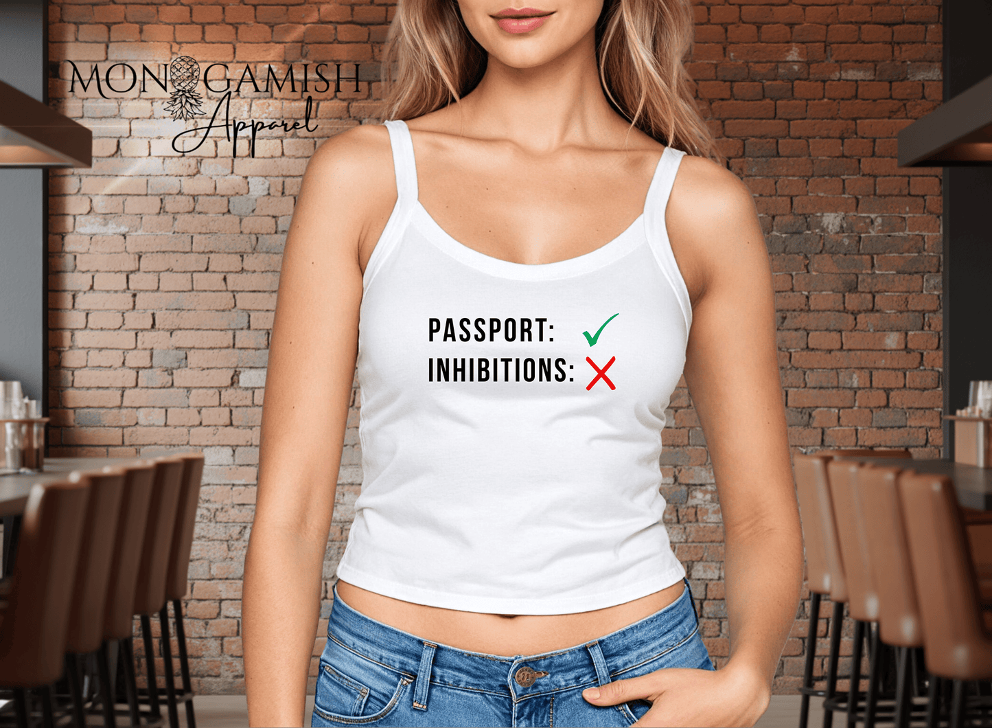 Passport and No Inhibitions Ladies Crop Tank