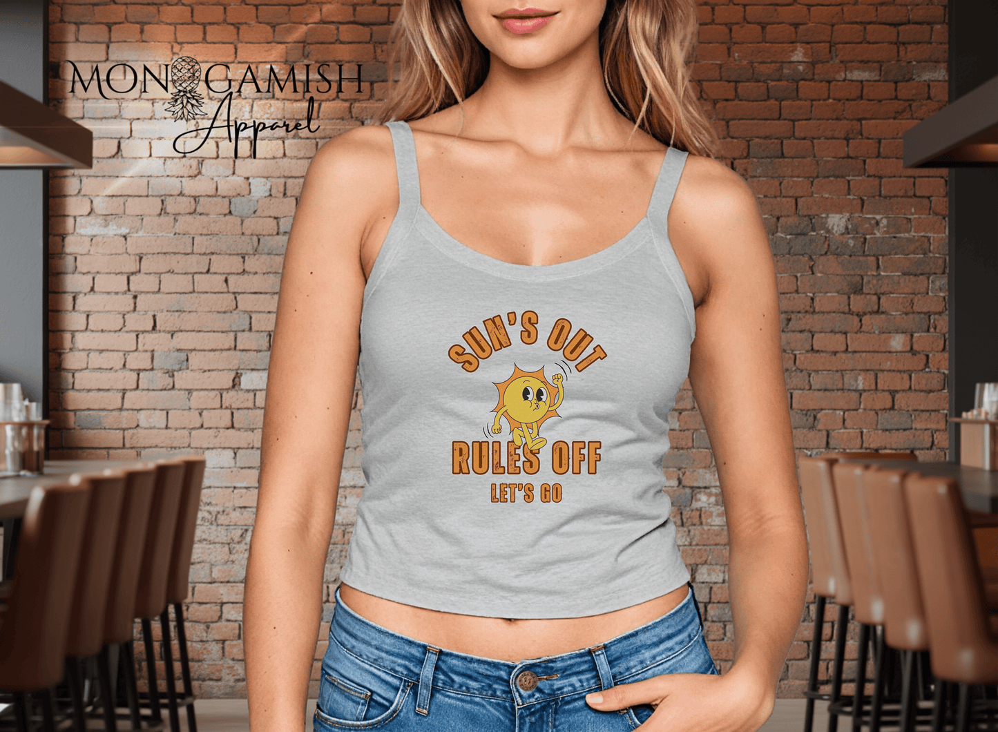 Sun Out Rules Off Ladies Crop Tank