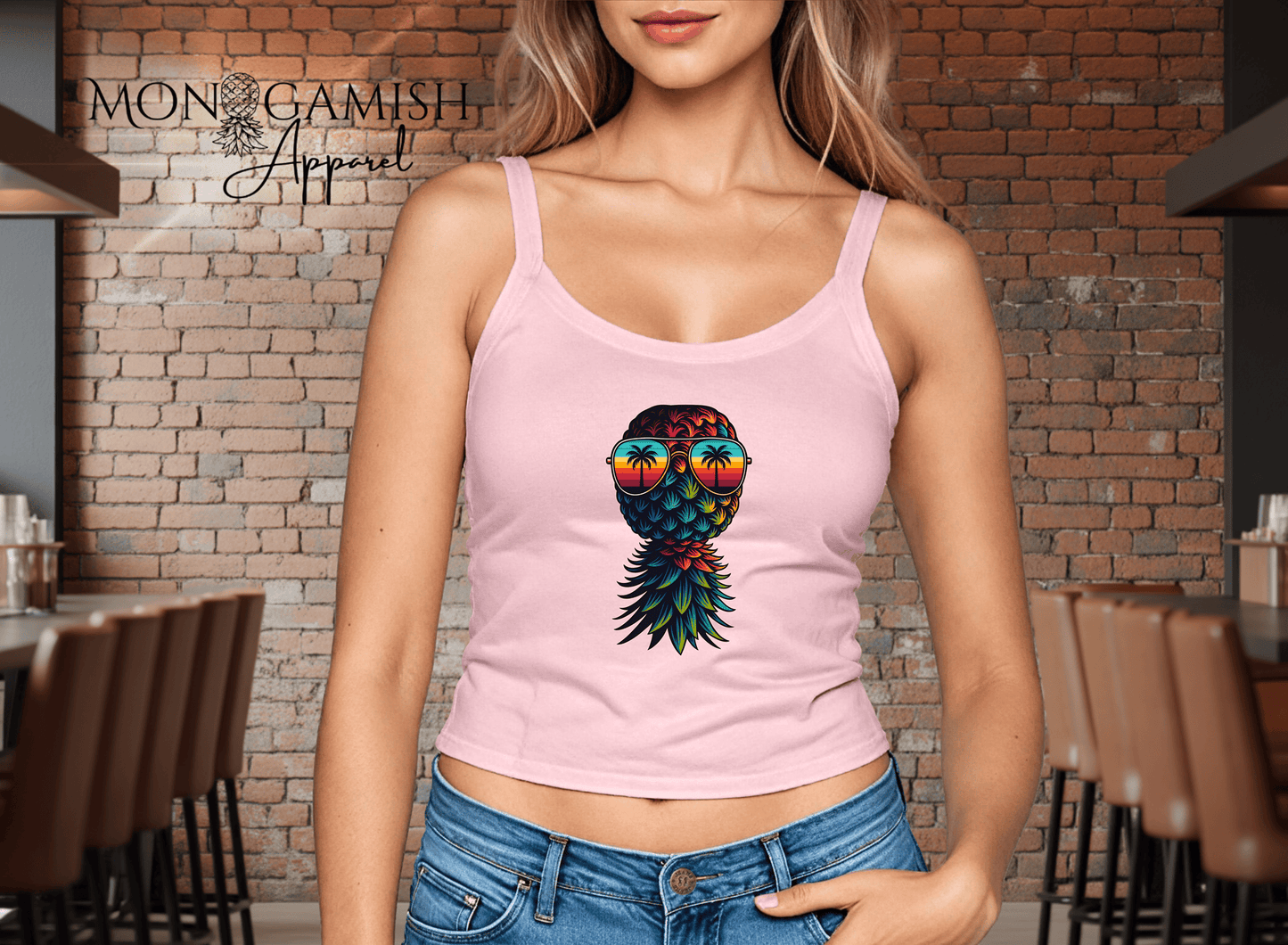 Tropicool Pineapple Ladies Crop Tank