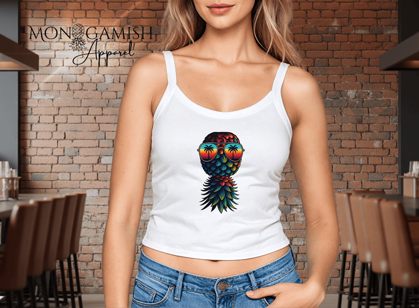 Tropicool Pineapple Ladies Crop Tank