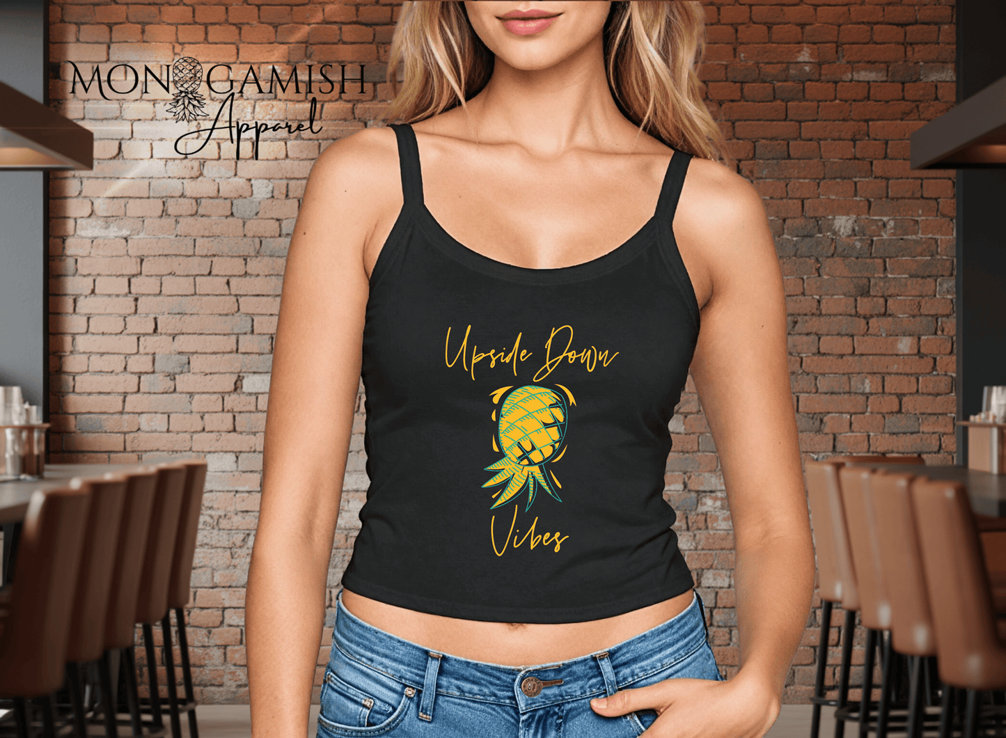 Upside Down Vibes Ladies Crop Tank