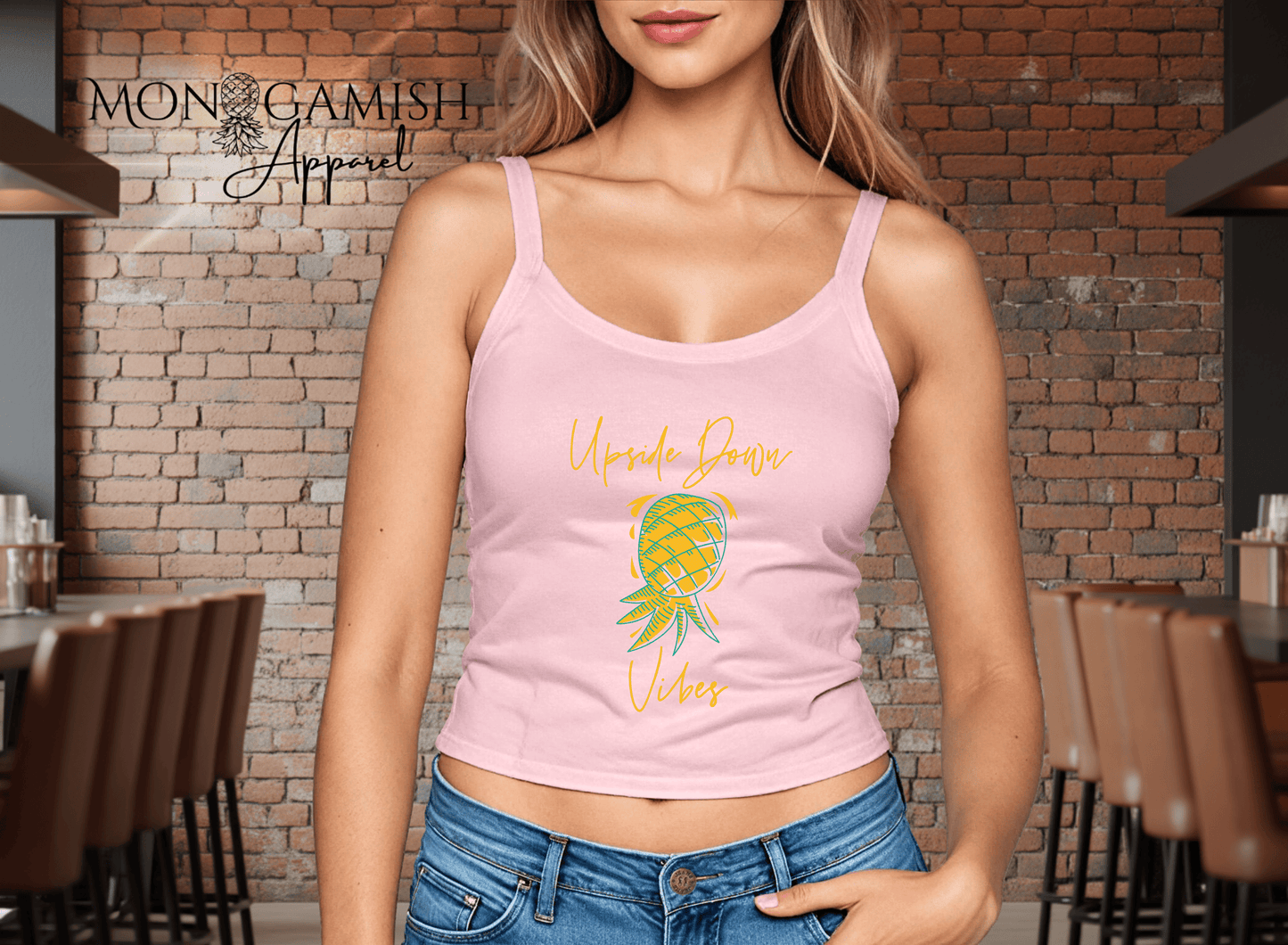 Upside Down Vibes Ladies Crop Tank